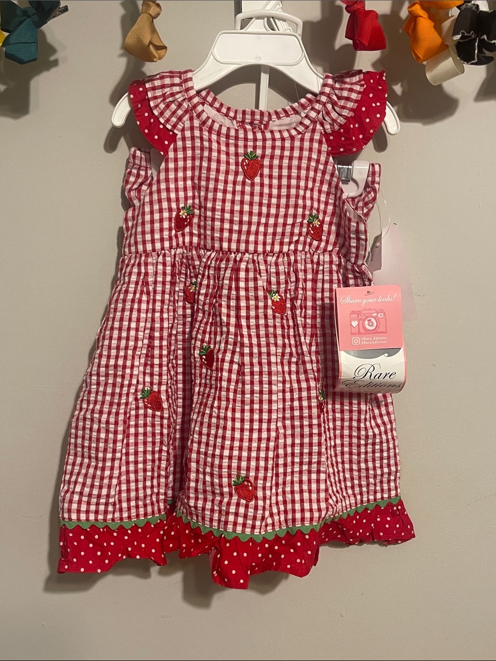 Rare Editions girls 2 piece set 18 month strawberry dress
